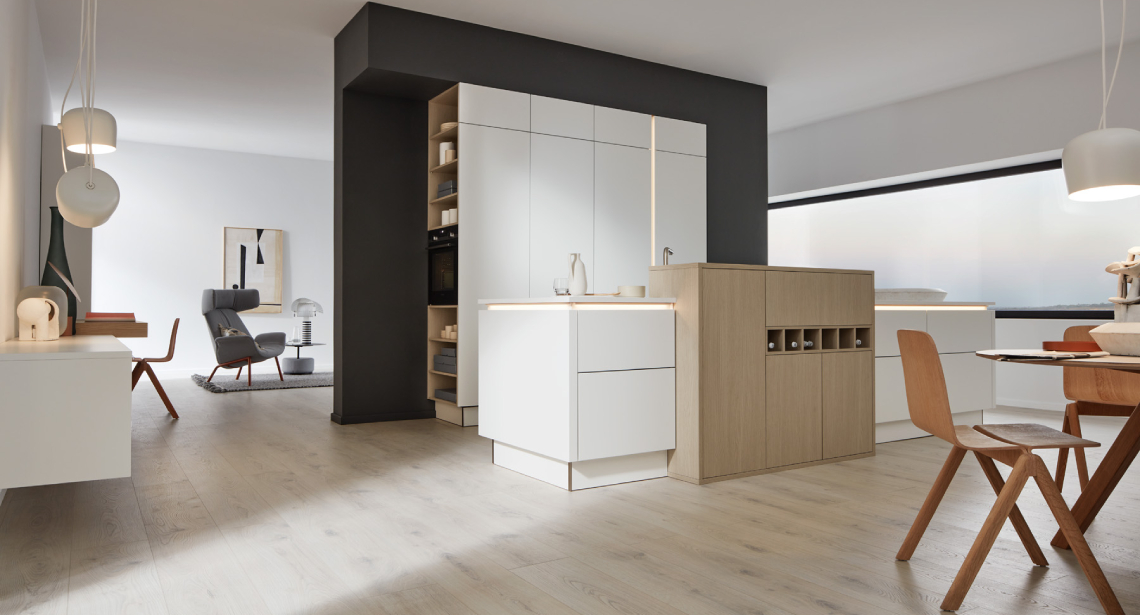 kuchyně Nolte Neo Leaf sand ash soft lack white