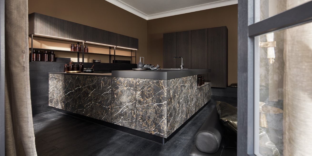 kuchyně Nolte Neo Black Marble  Lodge Blackened oak