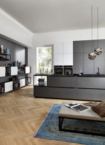 kuchyně Nolte Ferro Blaustahl Soft lack Arcticweis softmatt
