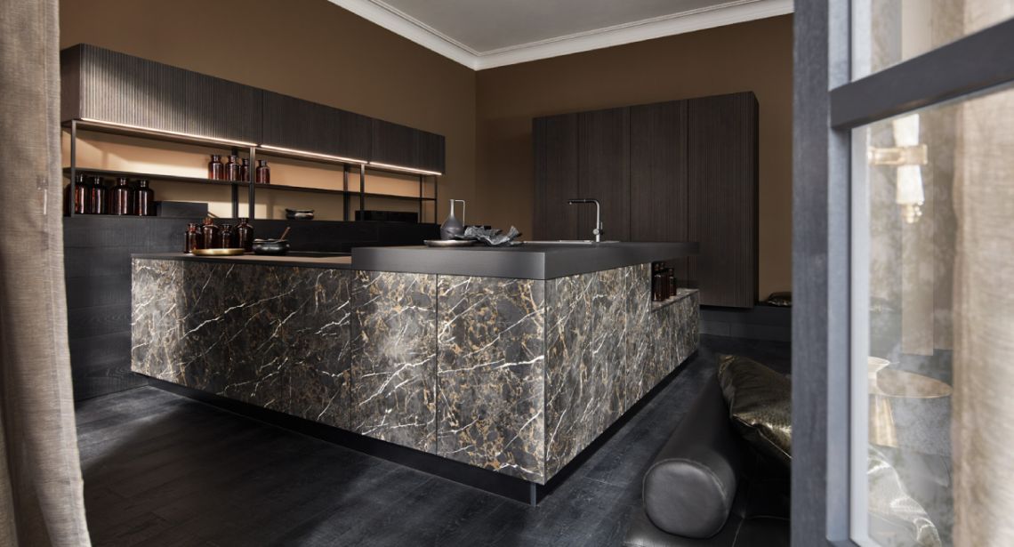 kuchyně Nolte Neo Black Marble  Lodge Blackened oak